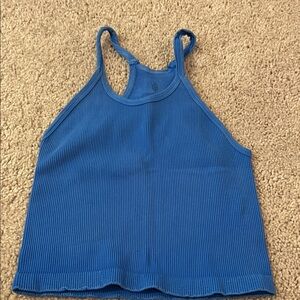 Blue Ribbed Women's Tank Top